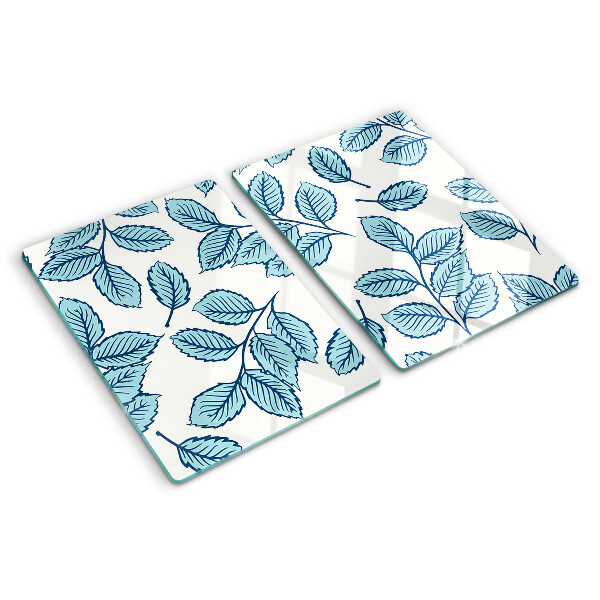 Planche à découper verre Feuilles aux tons bleus