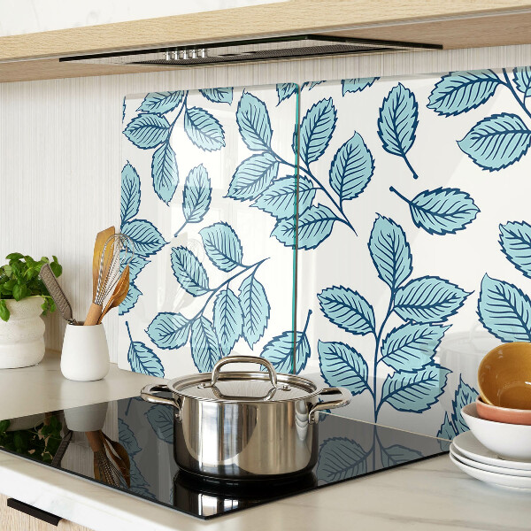 Planche à découper verre Feuilles aux tons bleus