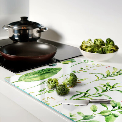 Planche à découper en verre Motifs végétaux dans des tons de vert
