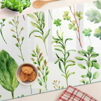 Planche à découper en verre Motifs végétaux dans des tons de vert