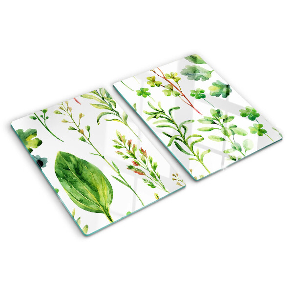 Planche à découper en verre Motifs végétaux dans des tons de vert