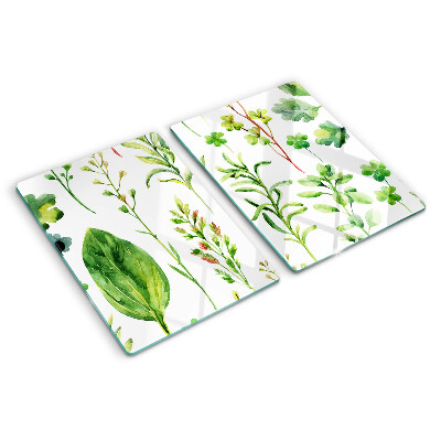 Planche à découper en verre Motifs végétaux dans des tons de vert