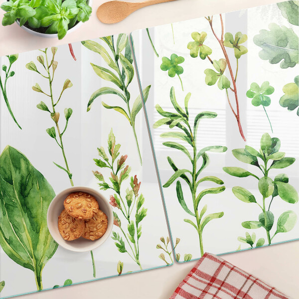 Planche à découper en verre Motifs végétaux dans des tons de vert