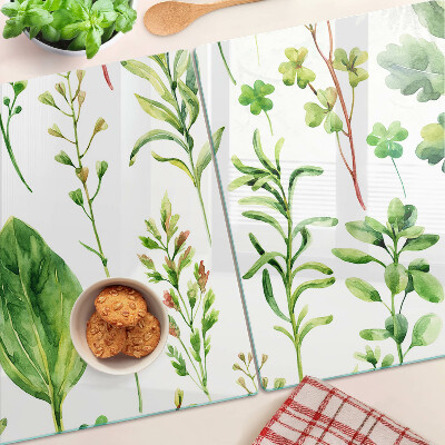 Planche à découper en verre Motifs végétaux dans des tons de vert