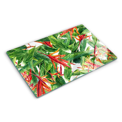 Planche à découper en verre Feuilles et fleurs tropicales