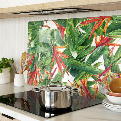 Planche à découper en verre Feuilles et fleurs tropicales