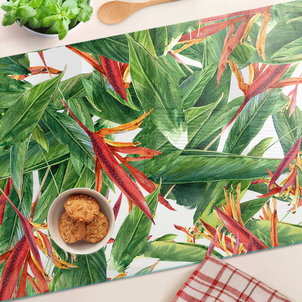 Planche à découper en verre Feuilles et fleurs tropicales