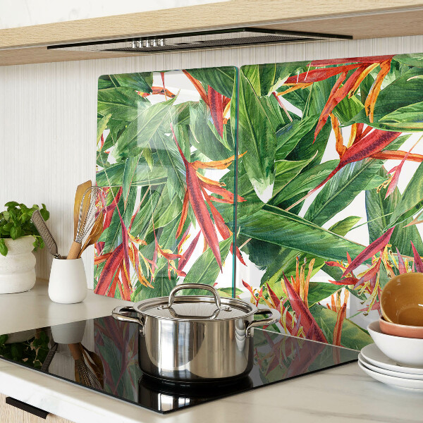 Planche à découper en verre Feuilles et fleurs tropicales