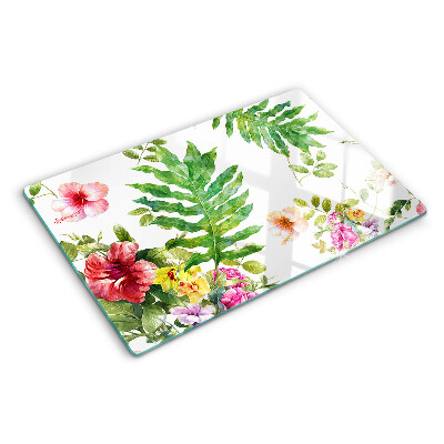 Planche à découper verre Motif floral avec des feuilles