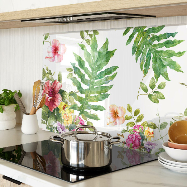 Planche à découper verre Motif floral avec des feuilles