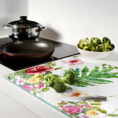 Planche à découper verre Motif floral avec des feuilles