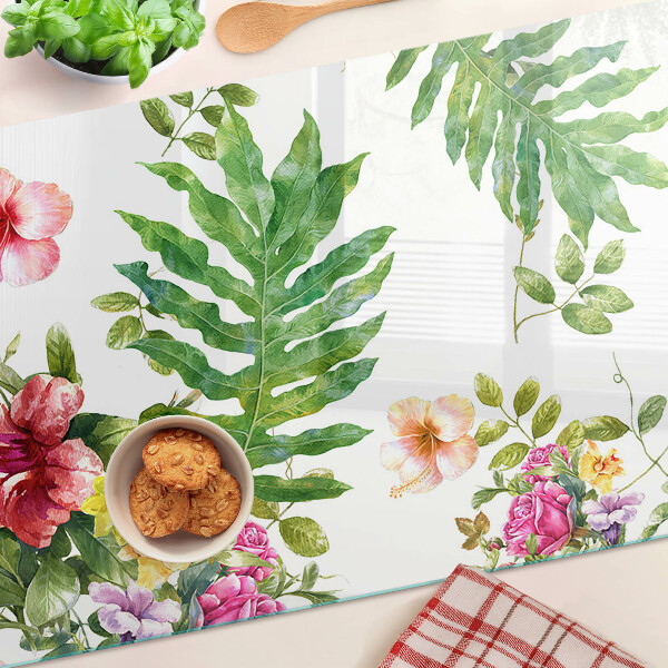 Planche à découper verre Motif floral avec des feuilles