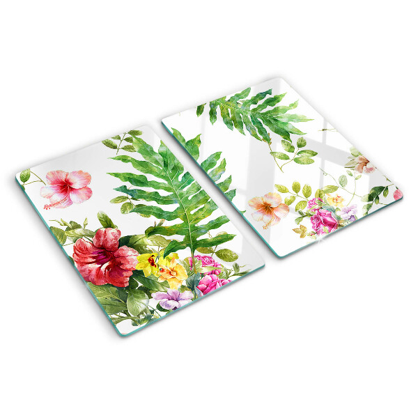 Planche à découper verre Motif floral avec des feuilles