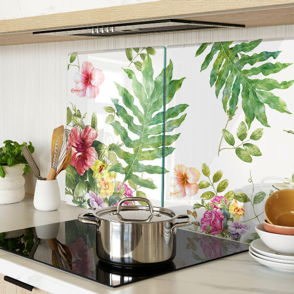 Planche à découper verre Motif floral avec des feuilles