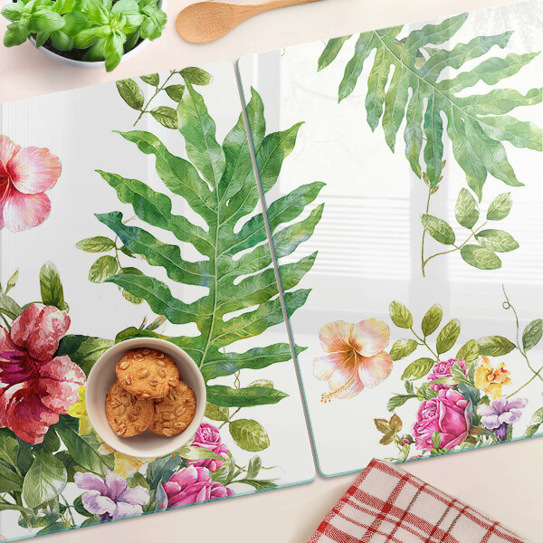 Planche à découper verre Motif floral avec des feuilles