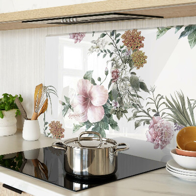 Planche à découper en verre Motif floral avec hibiscus