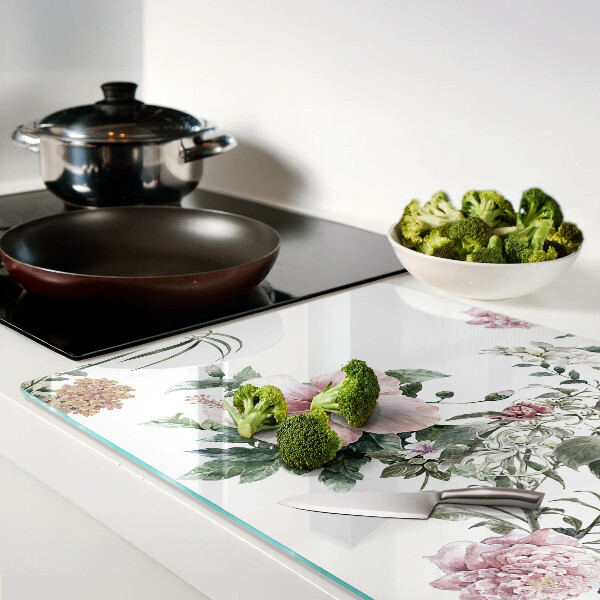 Planche à découper en verre Motif floral avec hibiscus