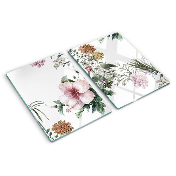 Planche à découper en verre Motif floral avec hibiscus