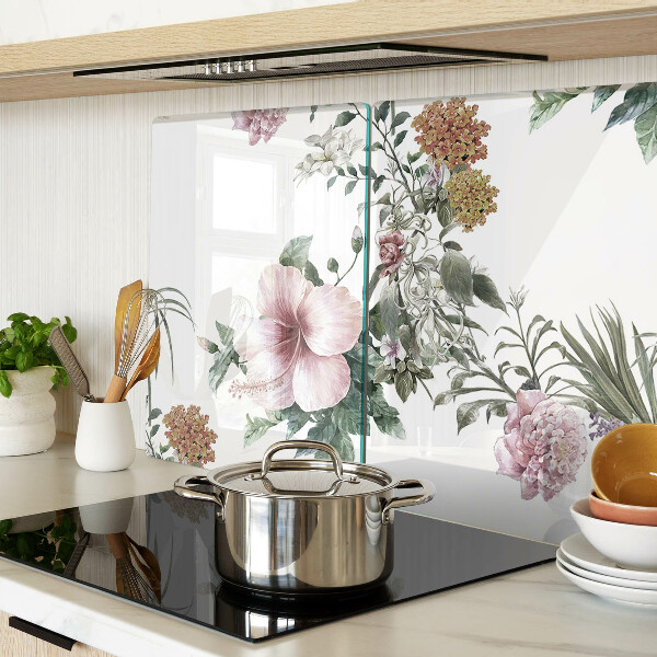 Planche à découper en verre Motif floral avec hibiscus