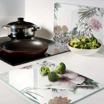 Planche à découper en verre Motif floral avec hibiscus