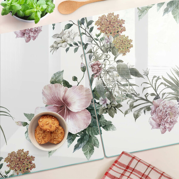 Planche à découper en verre Motif floral avec hibiscus