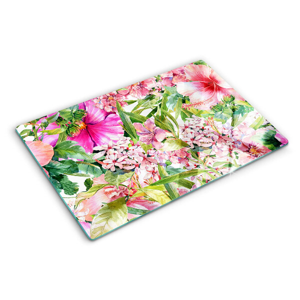 Planche à découper verre Motif floral tropical