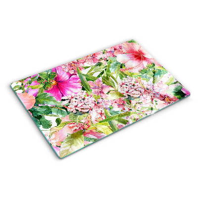 Planche à découper verre Motif floral tropical