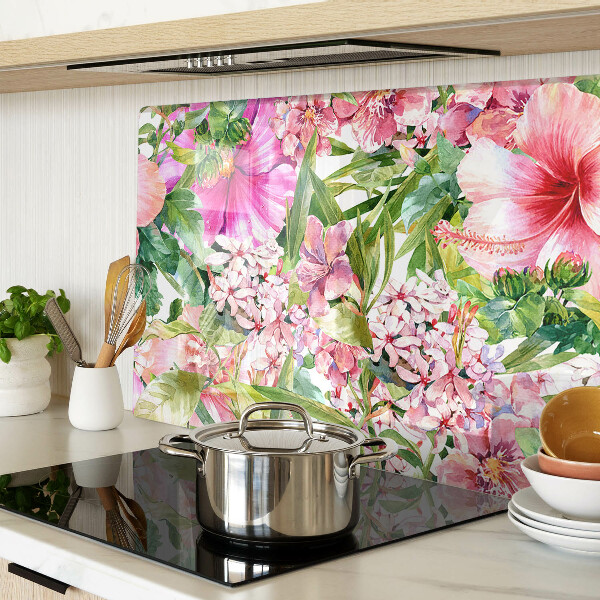Planche à découper verre Motif floral tropical
