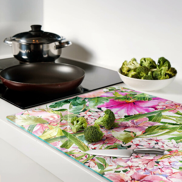Planche à découper verre Motif floral tropical