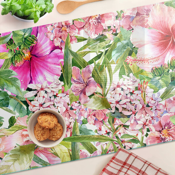 Planche à découper verre Motif floral tropical