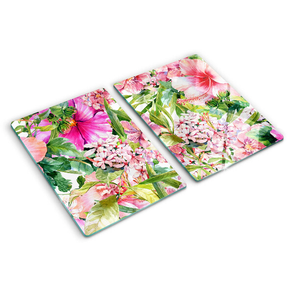 Planche à découper verre Motif floral tropical