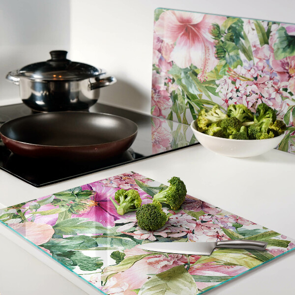 Planche à découper verre Motif floral tropical