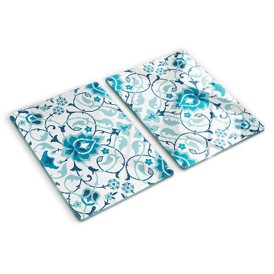 Planche à découper en verre Motif floral dans les tons de bleu