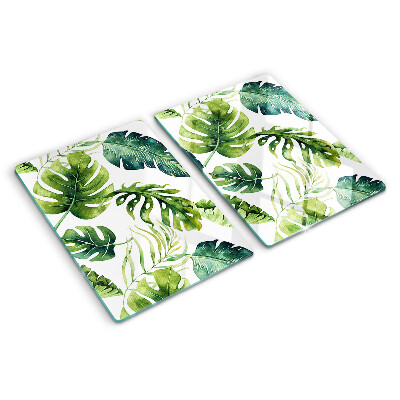 Planche à découper en verre Feuilles de Monstera dans des tons de vert