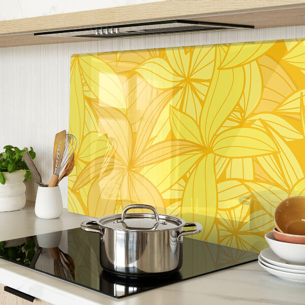 Planche à découper en verre Feuilles jaunes dans un style tropical