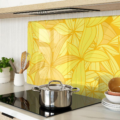 Planche à découper en verre Feuilles jaunes dans un style tropical