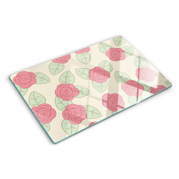 Planche à découper en verre Des roses sur les feuilles