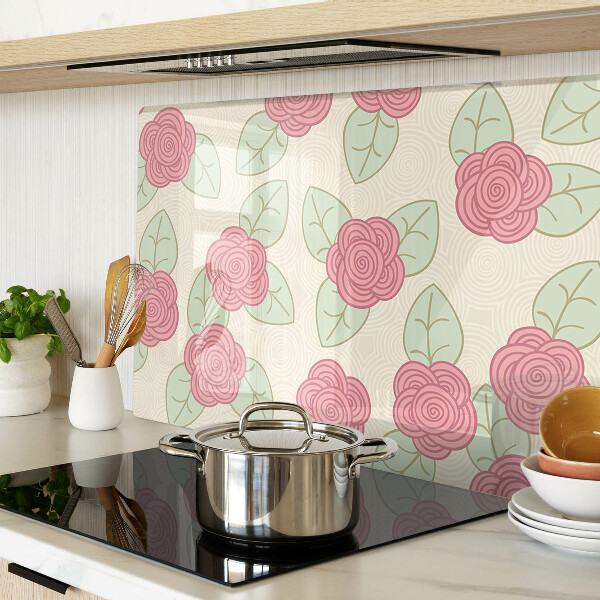 Planche à découper en verre Des roses sur les feuilles
