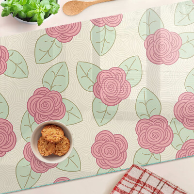 Planche à découper en verre Des roses sur les feuilles
