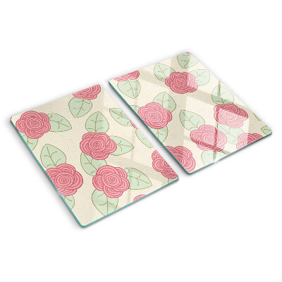 Planche à découper en verre Des roses sur les feuilles