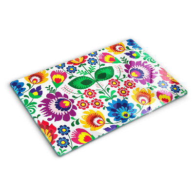 Planche à découper verre Motif folklorique floral