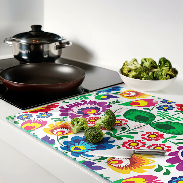 Planche à découper verre Motif folklorique floral