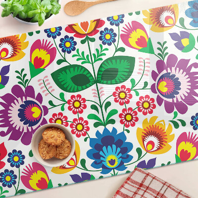 Planche à découper verre Motif folklorique floral