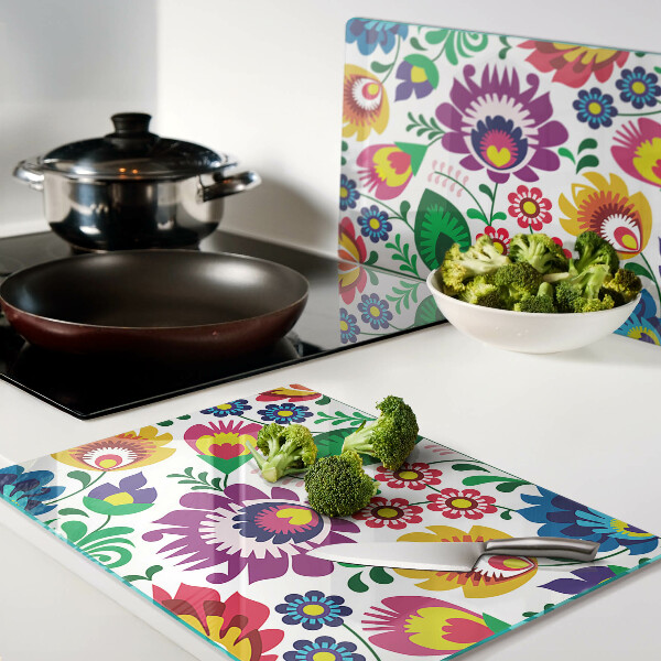 Planche à découper verre Motif folklorique floral