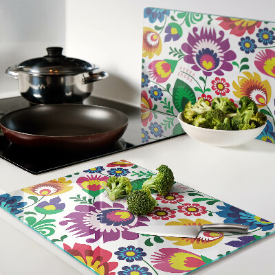 Planche à découper verre Motif folklorique floral