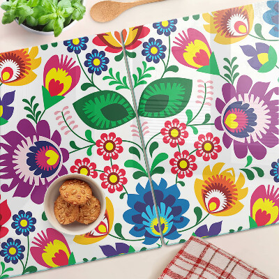 Planche à découper verre Motif folklorique floral