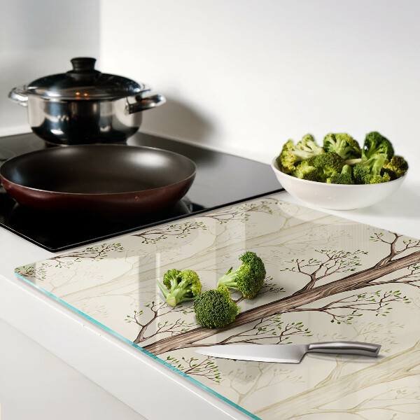 Planche à découper verre Motif de branches d'arbres avec des feuilles