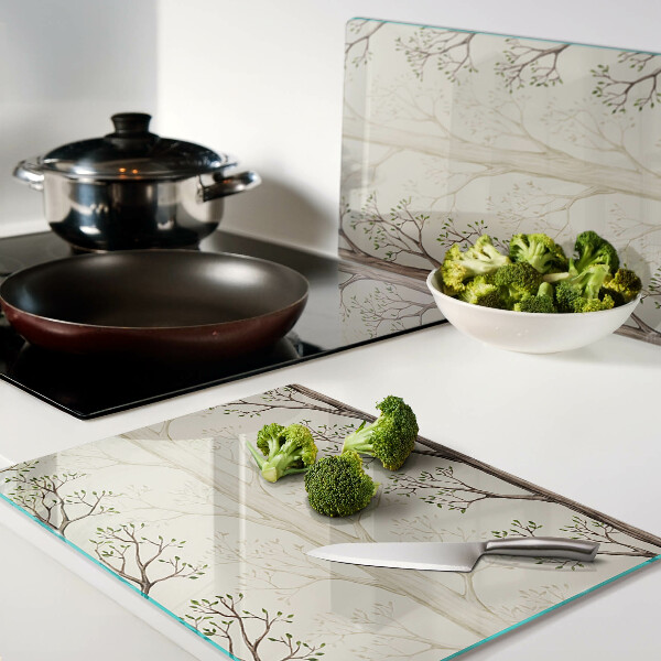 Planche à découper verre Motif de branches d'arbres avec des feuilles