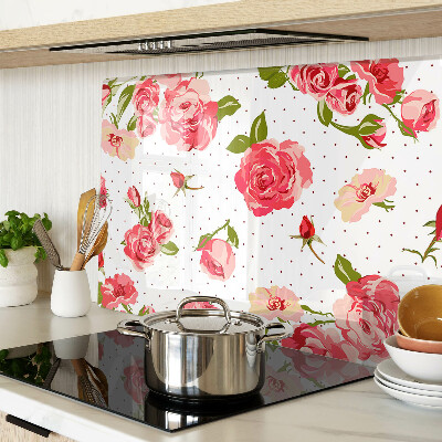 Planche à découper en verre Roses sur fond blanc