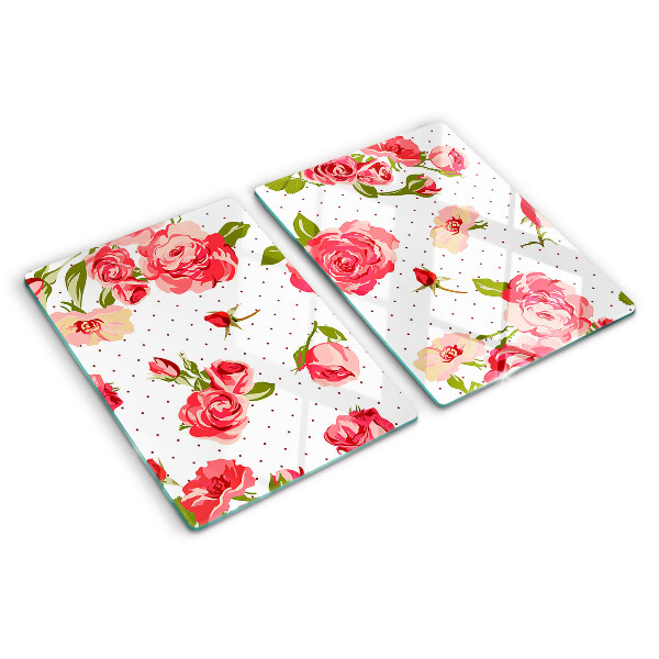 Planche à découper en verre Roses sur fond blanc